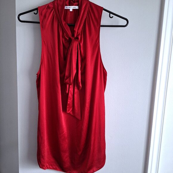 Helmut Lang Red 100% Silk Sleeveless Top - Picture 1 of 5
